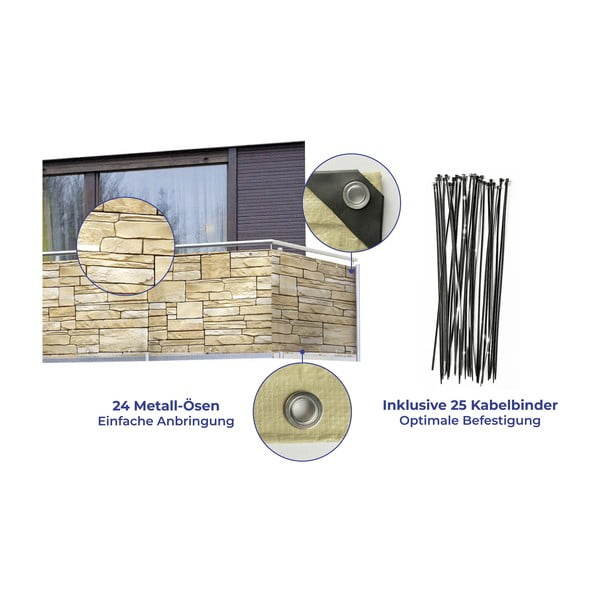 Bež balkonski paravan 500x85 cm - Maximex-image-3