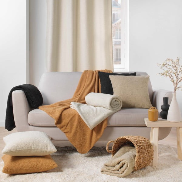 Bež deka od flisa 180x220 cm Curly Wooly – douceur d'intérieur-image-3