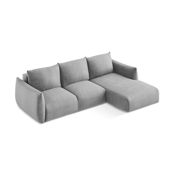 Svijetlo siva sklopiva kutna garnitura (s desnim kutom/s ležaljkom) Leila – Makamii-image-3