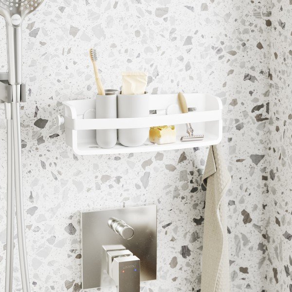 Bijela samonosiva plastična kupaonska polica Flex - Umbra-image-1