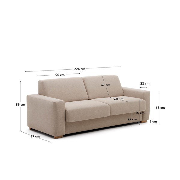 Bež sklopiva sofa 224 cm Anley – Kave Home-image-4