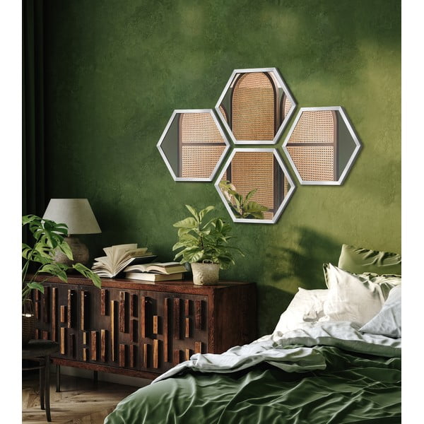 Zidna ogledala u setu 4 kom 35x40 cm Heksagon – knor-image-1