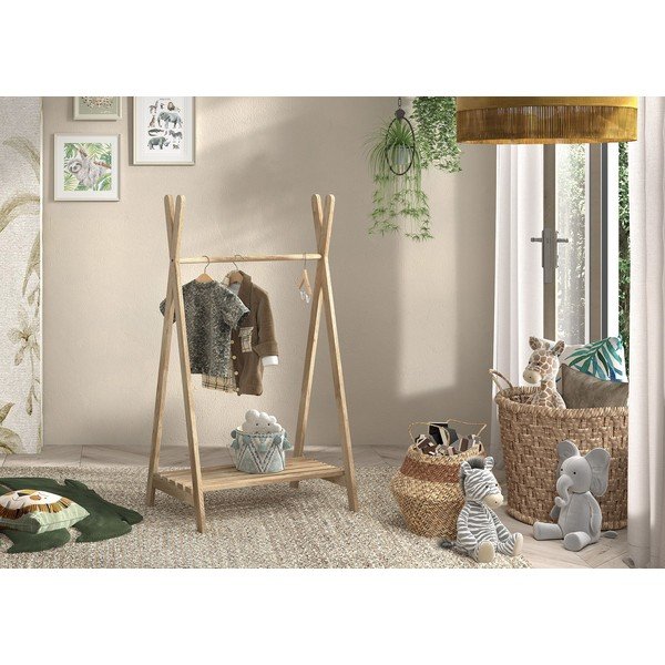 Dječja vješalica od punog hrasta u prirodnoj boji 74x132 cm Forrest – Vipack-image-1