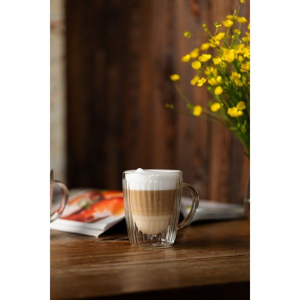 Staklene šalice u setu 2 kom za cappuccino 250 ml Livio Duo – Vialli Design-image-1