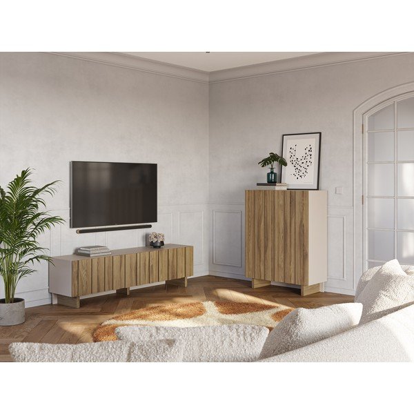 Krem/u prirodnoj boji ormarić od masivnog bora 90x120x43 cm Marlo – Marckeric-image-4