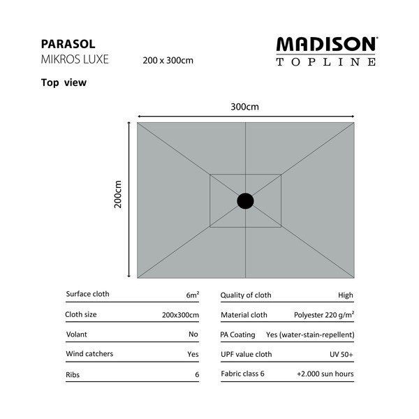 Sivi suncobran 200x300 cm Mikros - Madison-image-2