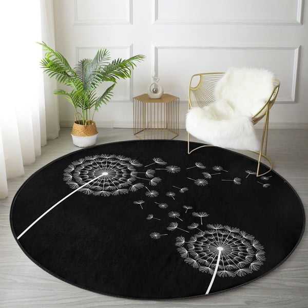 Crni periv/pogodan za robotski usisavač okrugli tepih ø 80 cm Comfort – Mila Home-image-3