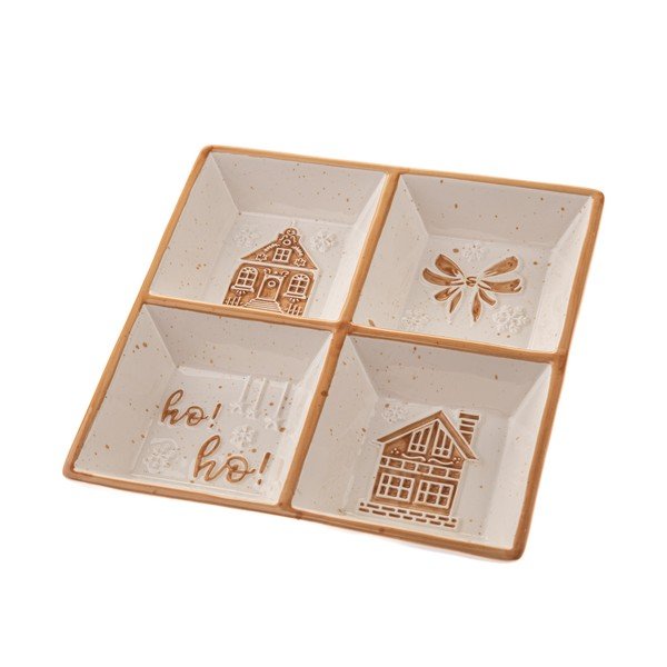 Bijela keramička zdjelica za posluživanje s božićnim motivom Christmas cottage – Dakls