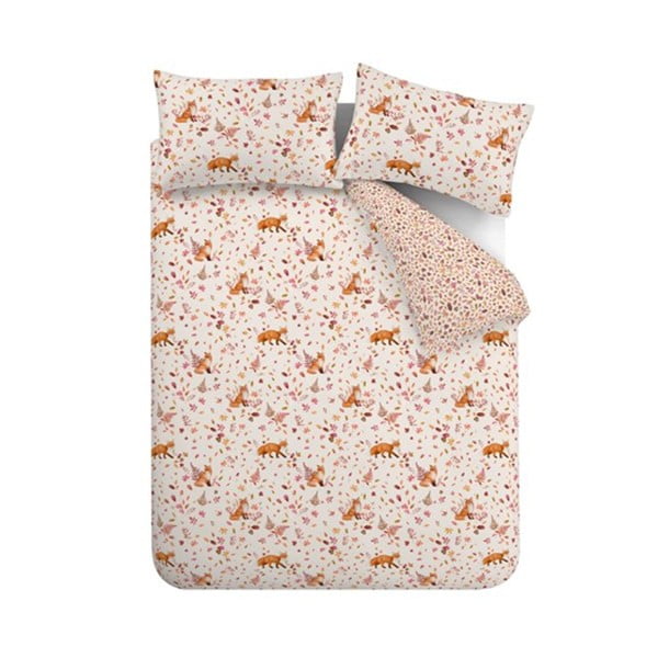 Narančasta/bež posteljina za bračni krevet 200x200 cm Woodland Fox – Catherine Lansfield