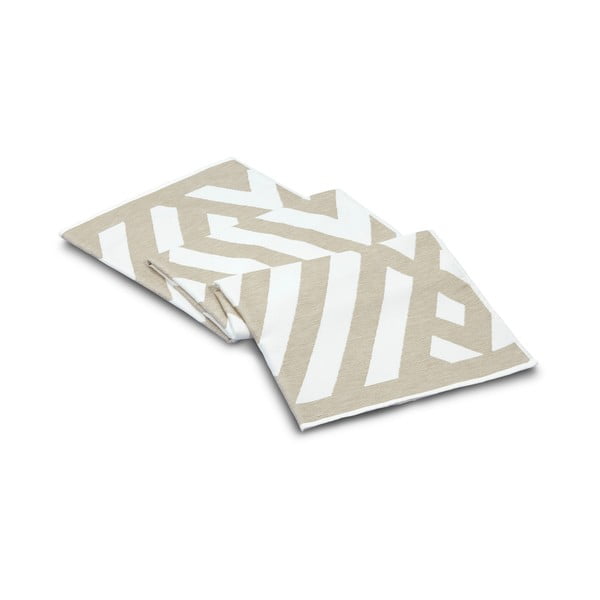 Bež-bijeli pamučni otirač za kupaonicu Foutastic Geometric, 100 x 180 cm-image-1