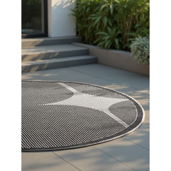 Crno-bijeli okrugao unutarnji i vanjski tepih ø 160 cm Duet Bowen – NORTHRUGS-image-4