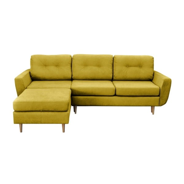 Senf žuti kauč na razvlačenje sa svijetlim nogama Mazzini Sofas Tulipe, lijevi kut