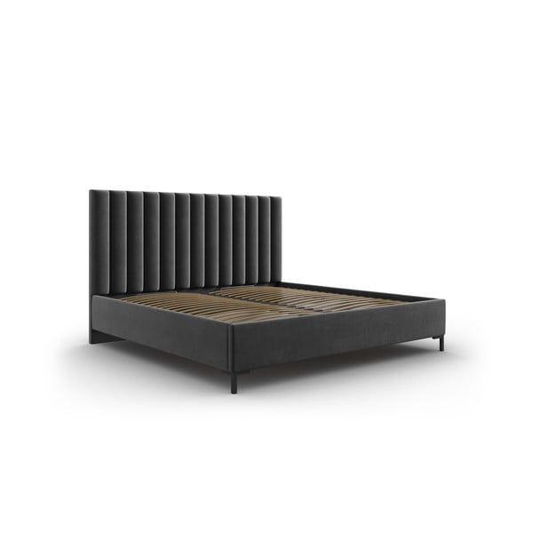 Tamno sivi tapecirani bračni krevet s prostorom za pohranu s podnicom 180x200 cm Casey – Mazzini Beds