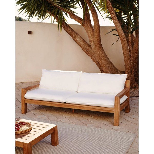 Vrtna garnitura od bijele tikovine Forcanera - Kave Home-image-1