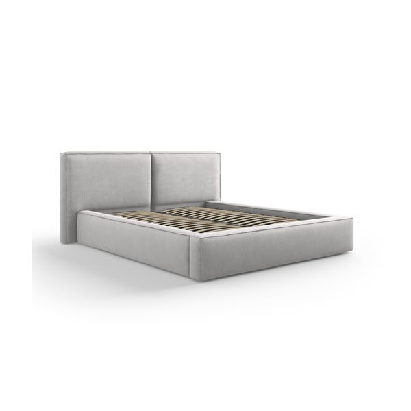 Svijetlo sivi tapecirani bračni krevet s prostorom za pohranu s podnicom 160x200 cm Arendal – Cosmopolitan Design