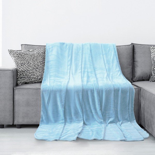 Svijetloplava deka od mikrovlakana AmeliaHome Tyler, 170 x 200 cm-image-1