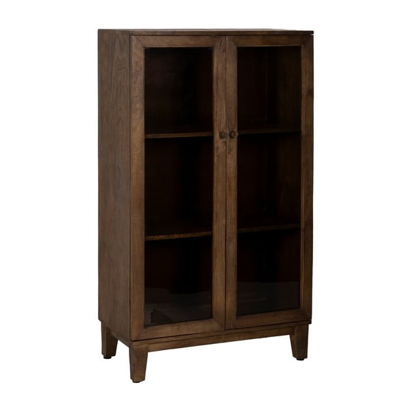 Smeđa vitrina od masivnog manga 80x140x40 cm Ravi – Ixia