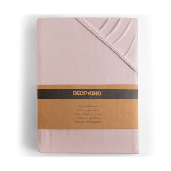 Svijetlo ružičasta plahta s gumom od jeseya 140x200 cm Amber – Restilo-image-4