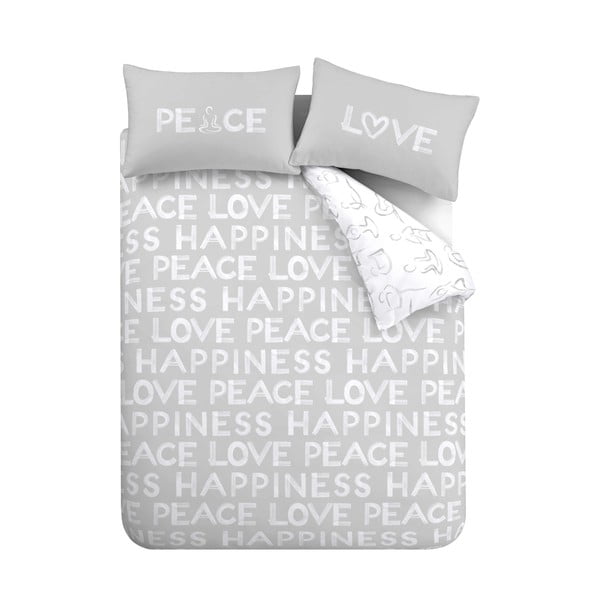 Bijelo-siva posteljina za bračni krevet 200x200 cm Peace and Yoga - Catherine Lansfield