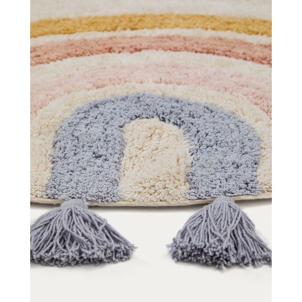 Periv/ručno rađen pamučan dječji tepih boje slonovače ø100 cm Tadea – Kave Home-image-2