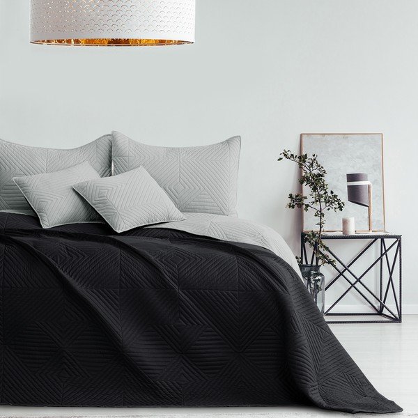 Crni/svijetlo sivi prošiven prekrivač od mikrovlakana 240x260 cm Softa – Restilo-image-4