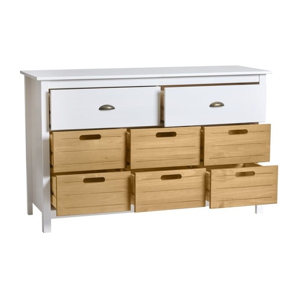 Bijela komoda od punog borovog drveta sa 8 ladica Marckeric Ibiza-image-2