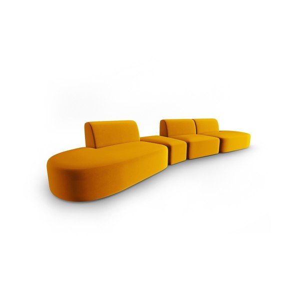 Senf žuta baršunasti sofa s lijevim kutom 428 cm Paolo – Milo Casa-image-2