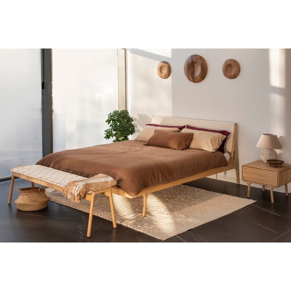 Krevet od punog hrasta s bijelim uzglavljem Gazzda Fawn, 160 x 200 cm-image-1