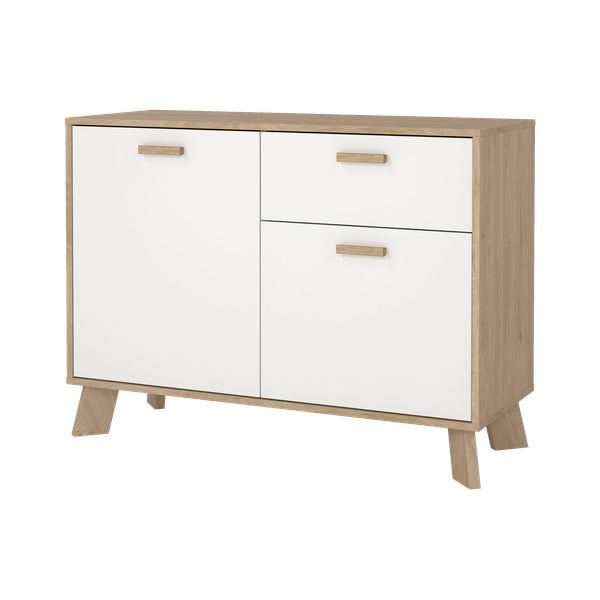 Bijela/u prirodnoj boji komoda u dekoru hrasta 99x73x39 cm Ikast – Tvilum-image-2