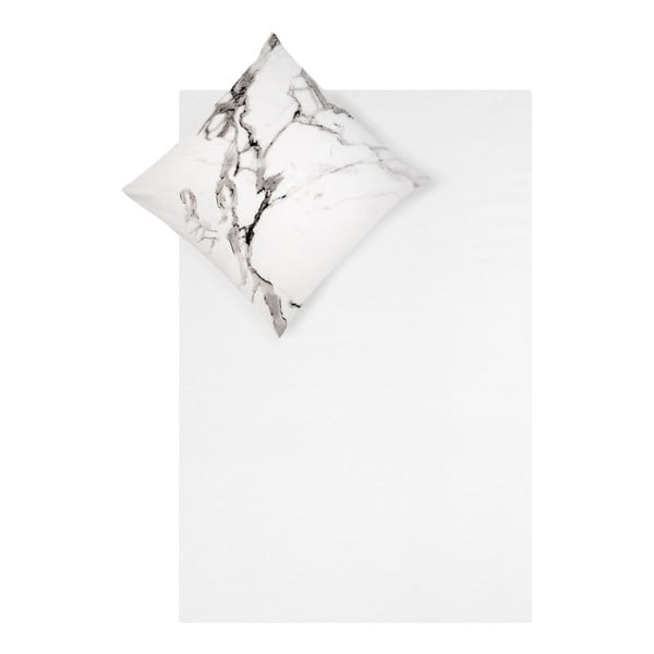 Bijelo-siva posteljina od pamučnog perkala Westwing Collection Malin, 135 x 200 cm