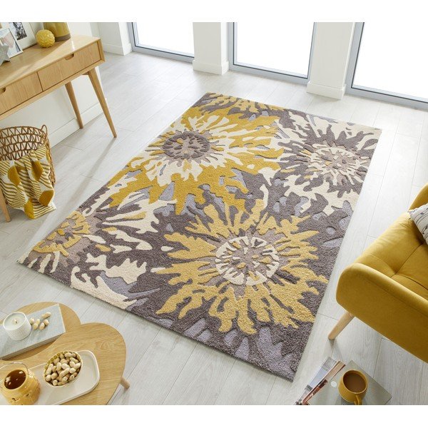 Sivo-žuti tepih Flair Rugs Soft Floral, 160 x 230 cm-image-4