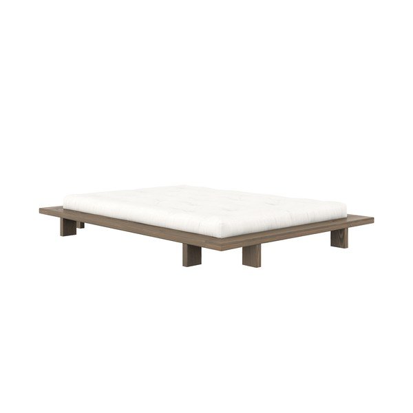 Smeđi bračni krevet od masivnog bora s podnicom 140x200 cm Japan – Karup Design-image-3