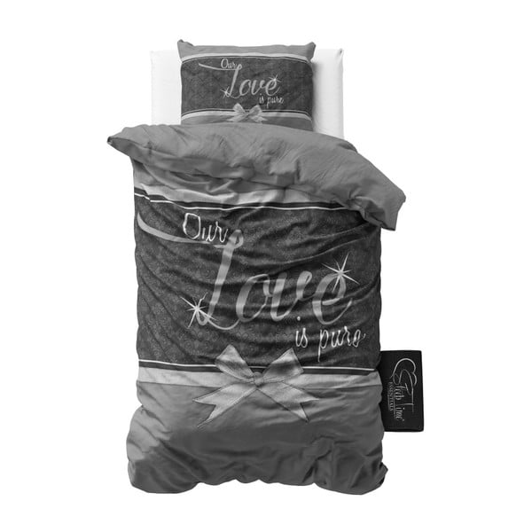 Siva pamučna posteljina Sleeptime Pure Love, 140 x 220 cm