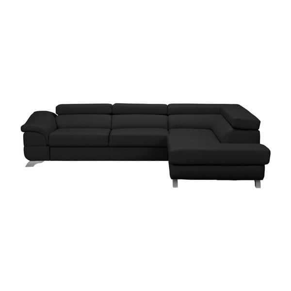 Tamno sivi kožni kutni kauč na razvlačenje s prostorom za odlaganje Windsor &amp; Co Sofas Gamma, desni kut