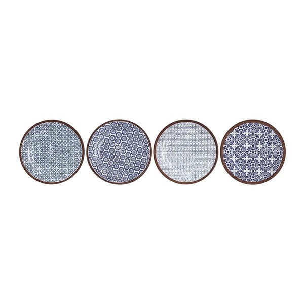 Set od 4 tanjura od terakote s plavim Ladelle Tapas uzorkom, ⌀ 17,5 cm