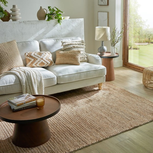 Ručno rađen tepih od kenafa u prirodnoj boji 120x170 cm Drew Border – Flair Rugs-image-1