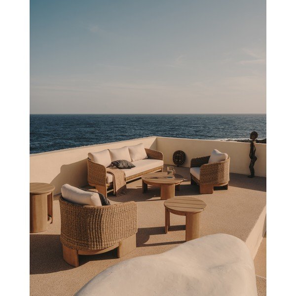 Bež/u prirodnoj boji vrtna sofa od umjetnog ratana Xoriguer – Kave Home-image-4