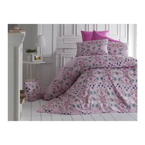 Ljubičasta bračna posteljina sa Aura posteljinom, 200 x 220 cm