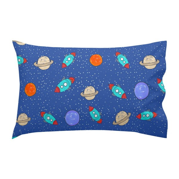 Plava pamučna navlaka za jastuk Svemirska raketa Fox, 40 x 60 cm