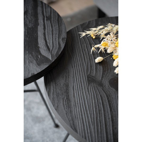 Set od 2 crna stolića s pločama od borovine Rowico Grafton-image-3