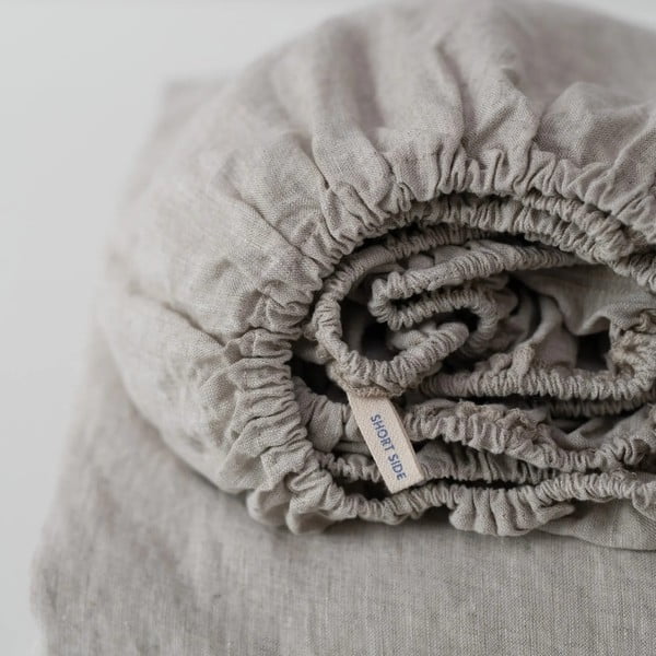 Tamno zelena lanena plahta s gumom 180x200 cm Forest Green  – Linen Tales-image-2