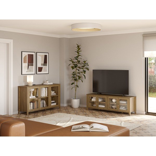 Vitrina od masivnog bora u prirodnoj boji 142x80x40 cm Alessandra – Marckeric-image-4