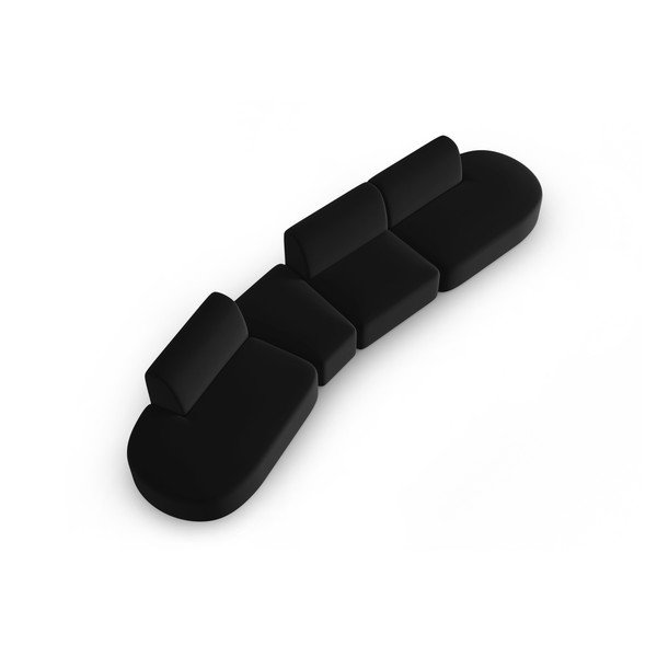 Crna baršunasti sofa s lijevim kutom 428 cm Paolo – Milo Casa-image-1