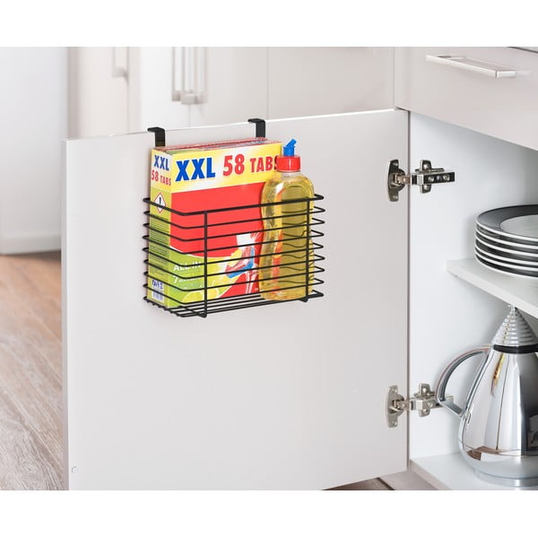 Crna viseća metalna košara za vrata Wenko Slim, visina 25 cm-image-3