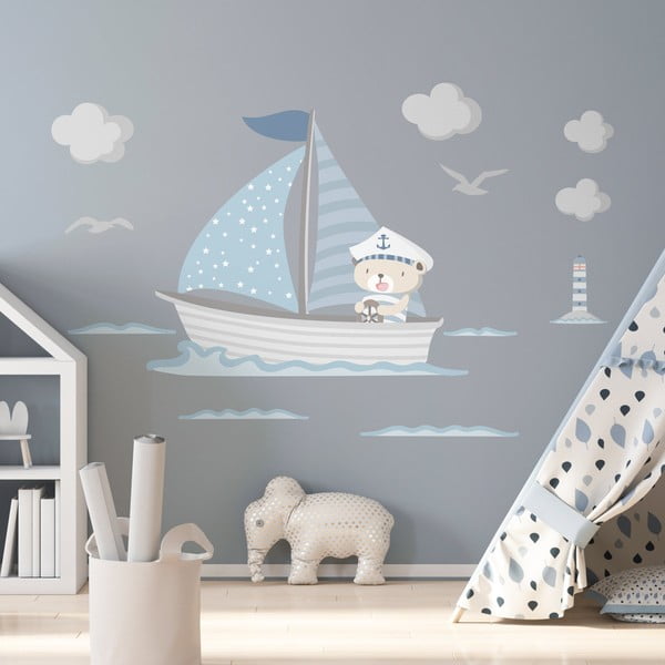 Plava dječja naljepnice na ambijentu Kapetan Teddy Wall-image-4
