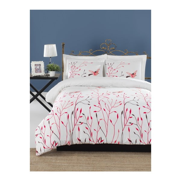 Posteljina s posteljinom za bračni krevet od pamuka Mijolnir Fidella Pink, 160 x 220 cm