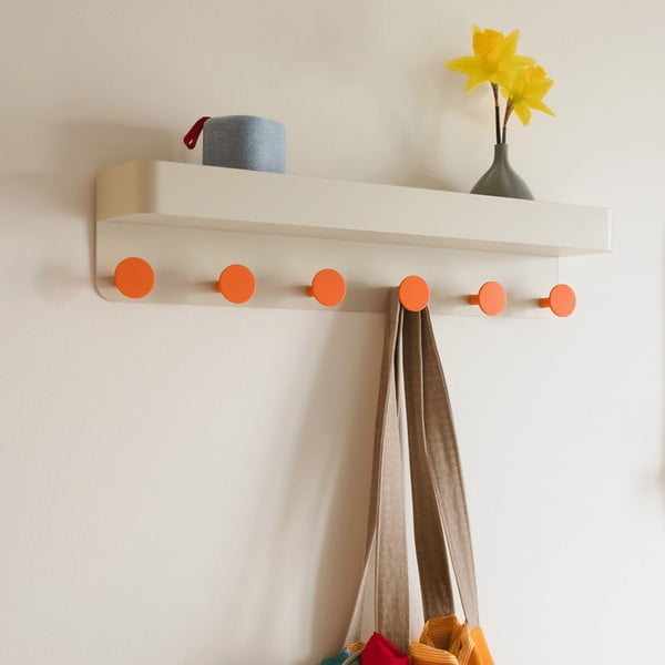 Bež metalna zidna vješalica s policom - Remember-image-1