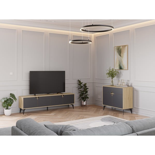 Crni/u prirodnoj boji ormarić u dekoru hrasta 95x79 cm Nola – Marckeric-image-4