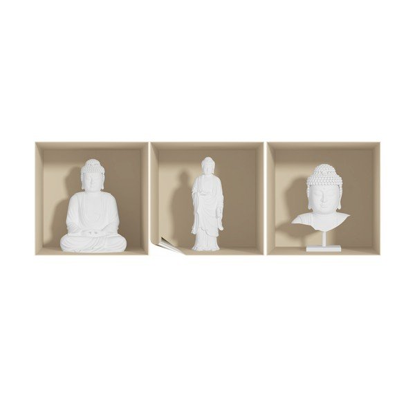 Set od 3 naljepnice s 3D efektom Ambiance White Buddha-image-1