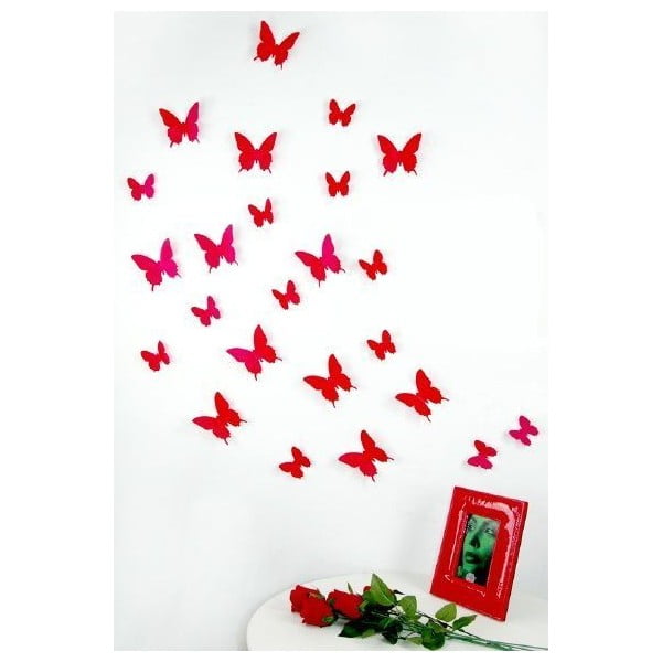 Set od 12 crvenih naljepnica Ambience Butterflies